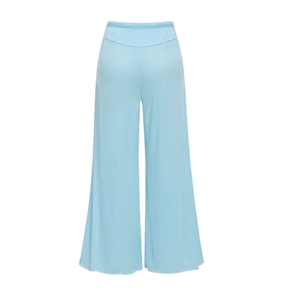Cupshe Light Blue Pintuck Wide-leg Jersey Pants Medium NWT Boho Casual Vacation - Picture 4 of 13